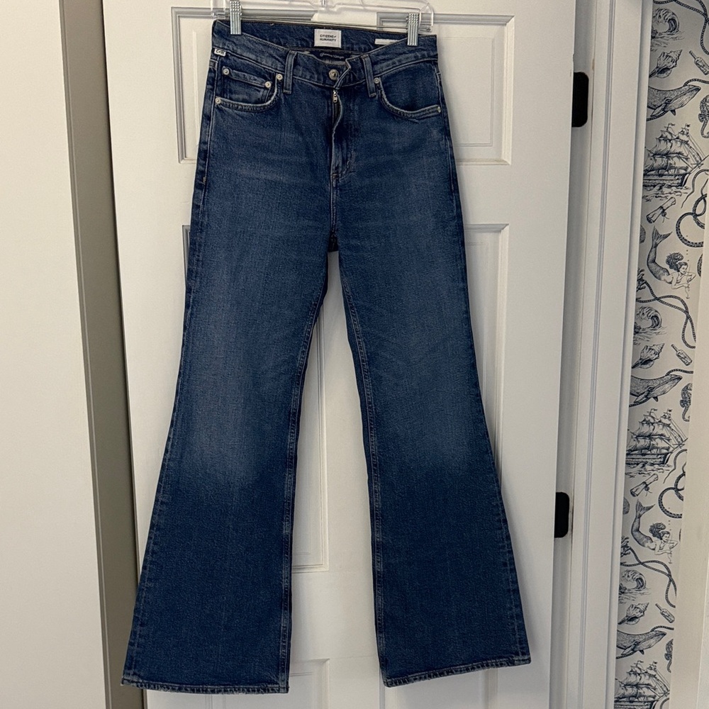 Citizens Of Humanity Dark Blue Wide Leg Flare Jeans